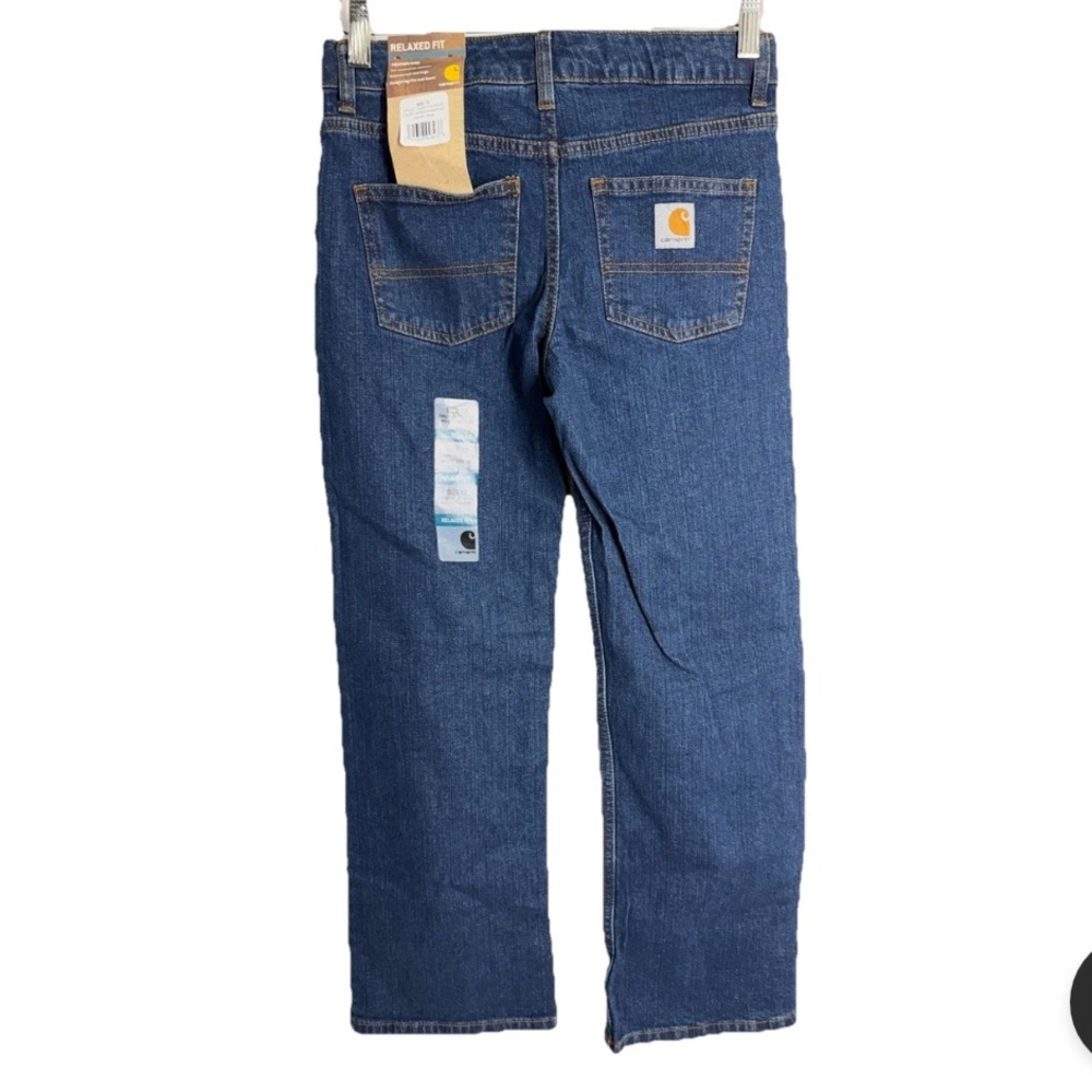 Carhartt Jeans Boys 12 Blue Carpenter Utility Denim Workwear Pants Relaxed Fit